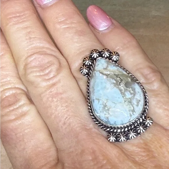 Beautiful Larimar Adjustable Ring - Picture 2 of 6